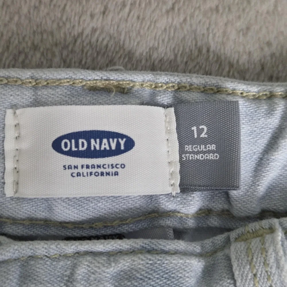 Old Navy Shorts Girls 12 Blue Chino Light Wash Denim Zip Fly Pockets Casual